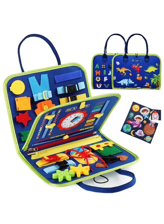 Educational Activity Board for 1, 2, 3, 4 Year Olds, Montessori Sensory Activity Board, Fine Motor Skills Learning Toys for Preschool Boys and Girls, Great Baby Toys (BLUE) - Image 3